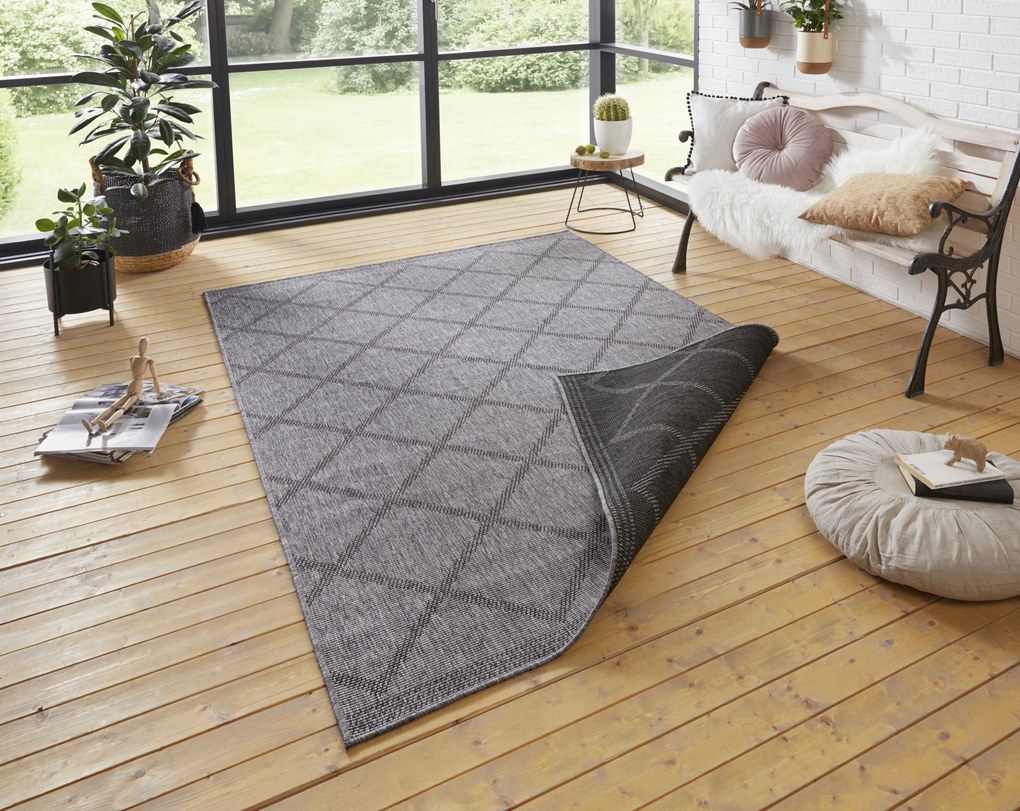 NORTHRUGS - Hanse Home koberce Kusový koberec Twin Supreme 103757 Black / Anthracite – na von aj na doma - 80x250 cm