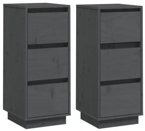 vidaXL Komody 2 ks sivé 32x34x75 cm borovicový masív-