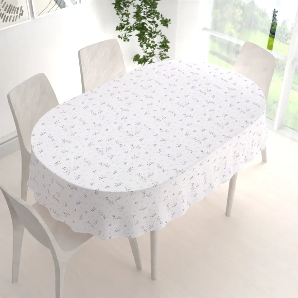 Biante Bavlnený oválny obrus Sandra SA-296 Drobné fialové kvety na bielom 120x200 cm