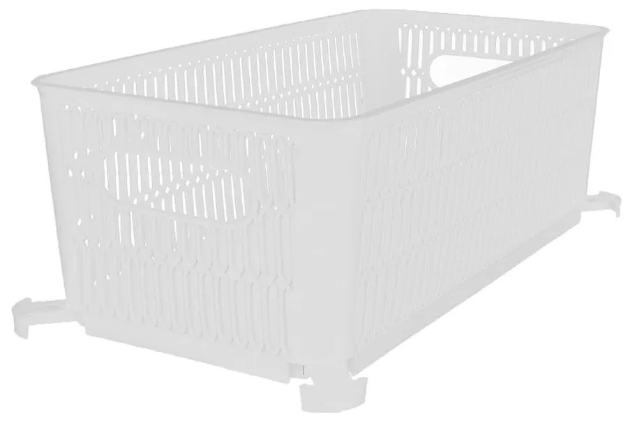 Orion M - Univerzálny košík NESTA, výsuvné klapky na stohovanie, biely 29 x 17 x 12 cm