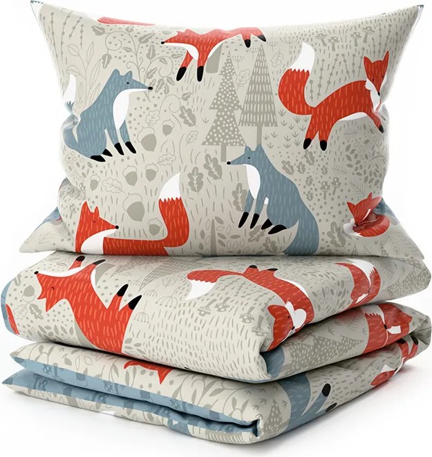 Krepové obliečky do postieľky Renforcé FOXIVA sivé Rozmer obliečky: 45 x 65 cm | 90 x 140 cm