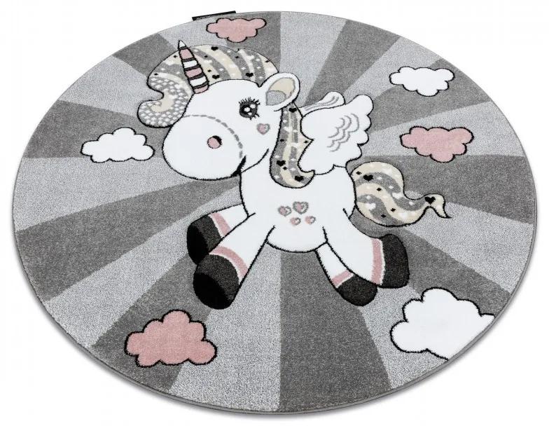 Dywany Łuszczów Detský kusový koberec Petit Unicorn grey kruh - 120x120 (priemer) kruh cm