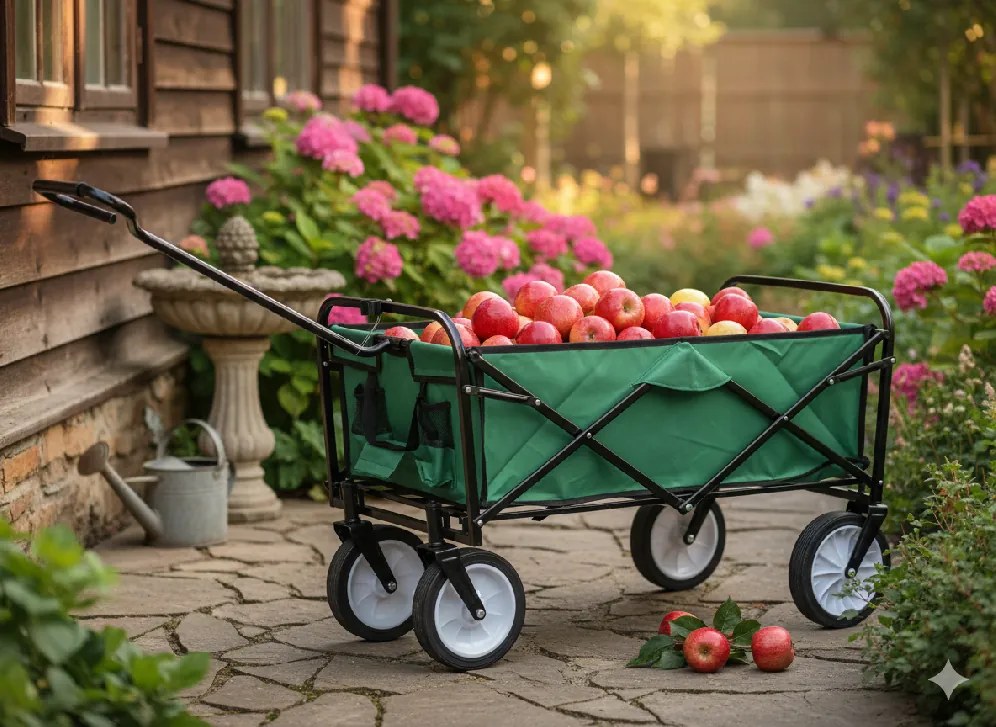 Garden Line ZELENÝ SKLADACÍ ZÁHRADNÝ VOZÍK 116 x 54 x 90 cm