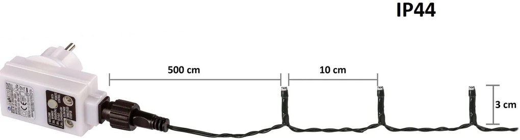 VOLTRONIC® 59754 Vianočné LED osvetlenie 5 m - teple biela 50 LED + ovládač - zelený kábel