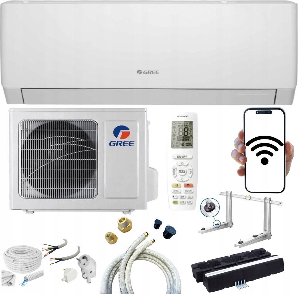 Klimatizácia na stenu Gree Pular 3,2 kW 40 m2 Wifi Súprava Pripravená Na Montáž