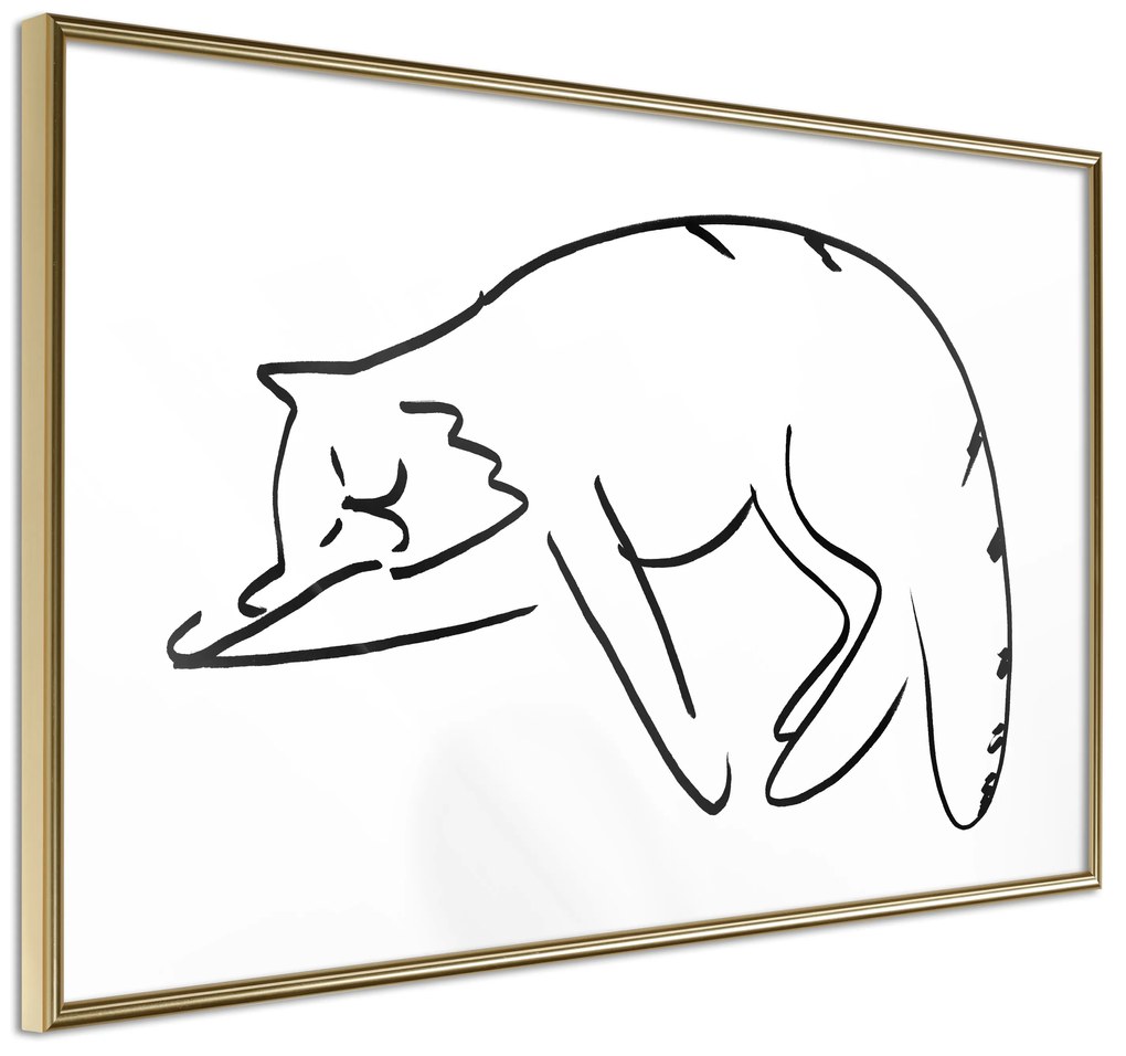 Artgeist Plagát - Cat's Dreams [Poster] Veľkosť: 90x60, Verzia: Zlatý rám s passe-partout
