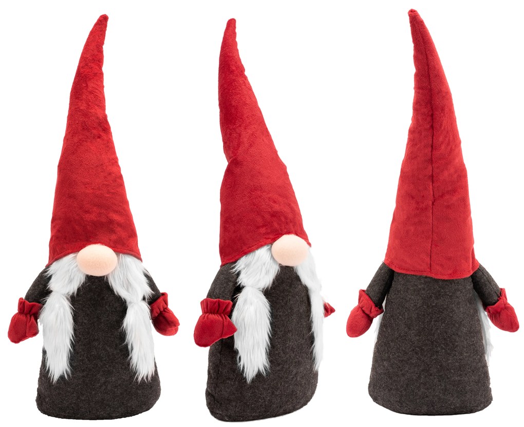 Vianočný škriatok 63 cm s copy - čierno / červený