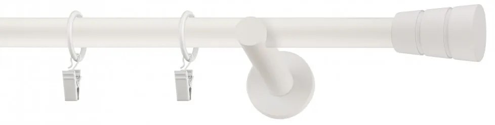 Dekorstudio Garniža jednoradová BASIC biela matná 19mm Dĺžka: 140cm, Typ príslušenstva: Krúžky tiché so štipcami