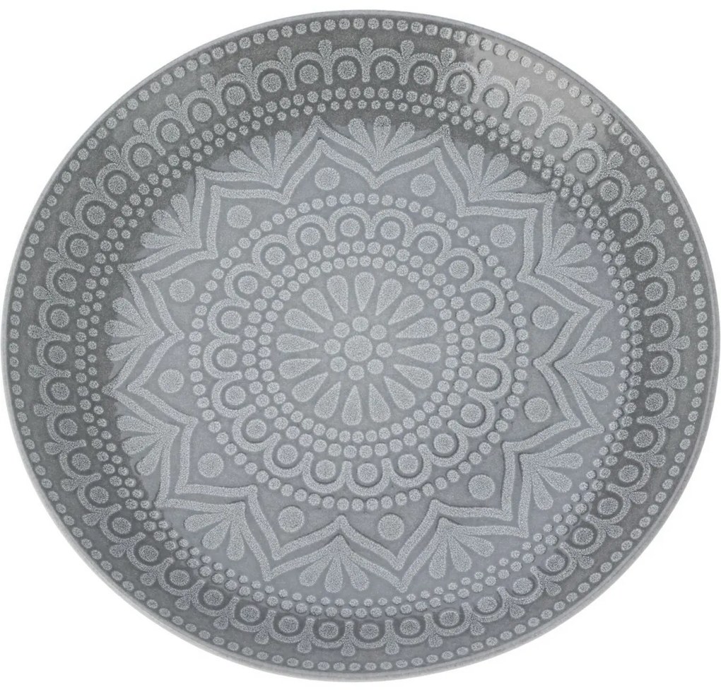 Kameninový plytký tanier Ethnic, pr. 27 cm, sivá