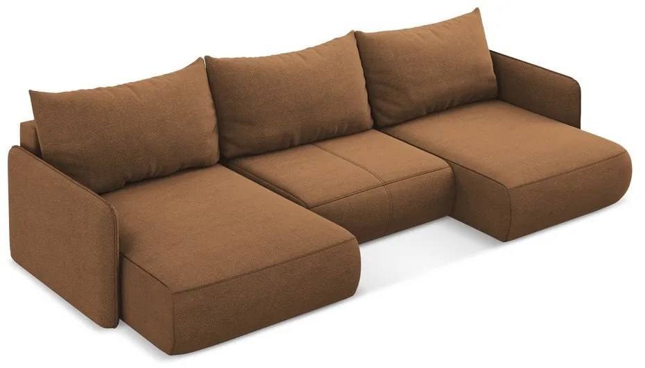 Oranžová rozkladacia/s úložným priestorom rohová pohovka Nanea – Makamii