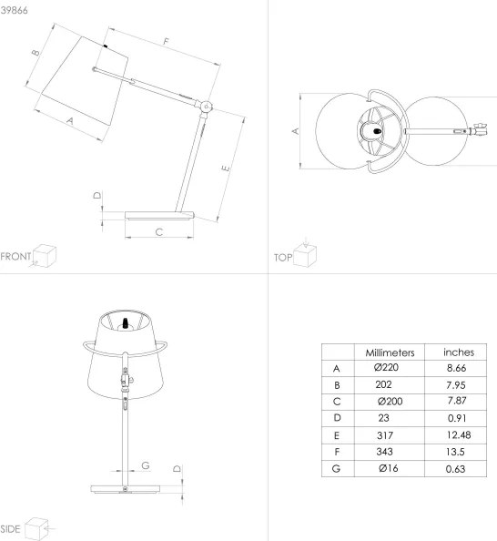 Eglo 39866 - Stolná lampa GRANADILLOS 1xE27/40W/230V