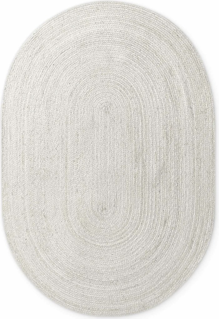 Hanse Home, Kusový koberec Jute Braided 106321 White ovál, 160x230 ovál, biela, chodba / predsieň
