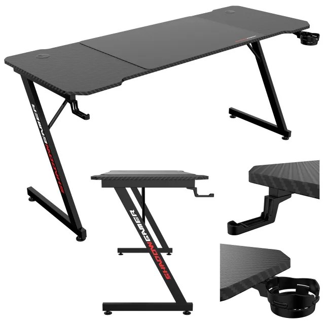 Herný stôl SHADOW GAMER 1.1 s podložkou pod myš