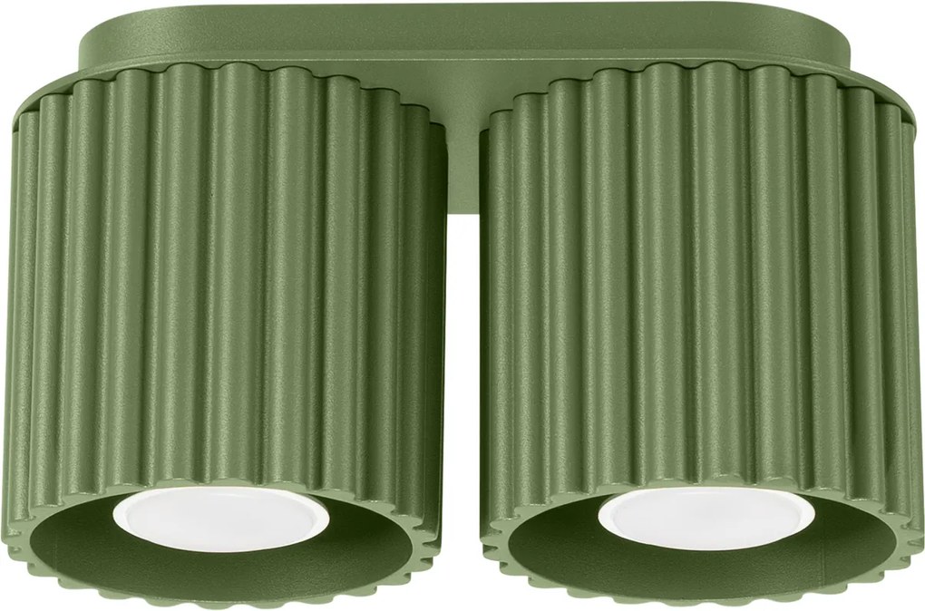 Stropné svietidlo Aura, 2x olivovo zelené hliníkové tienidlo, (10 cm)