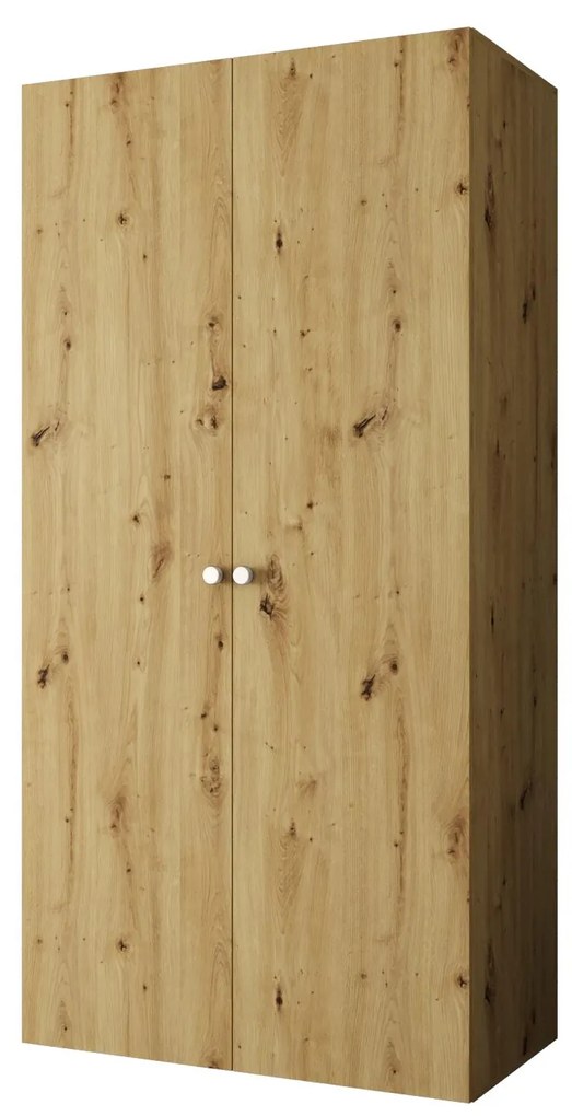 Šatníková skriňa 100 cm Parna 1 (dub artisan + strieborná). Akcia -21%. Vlastná spoľahlivá doprava až k Vám domov. 1125856
