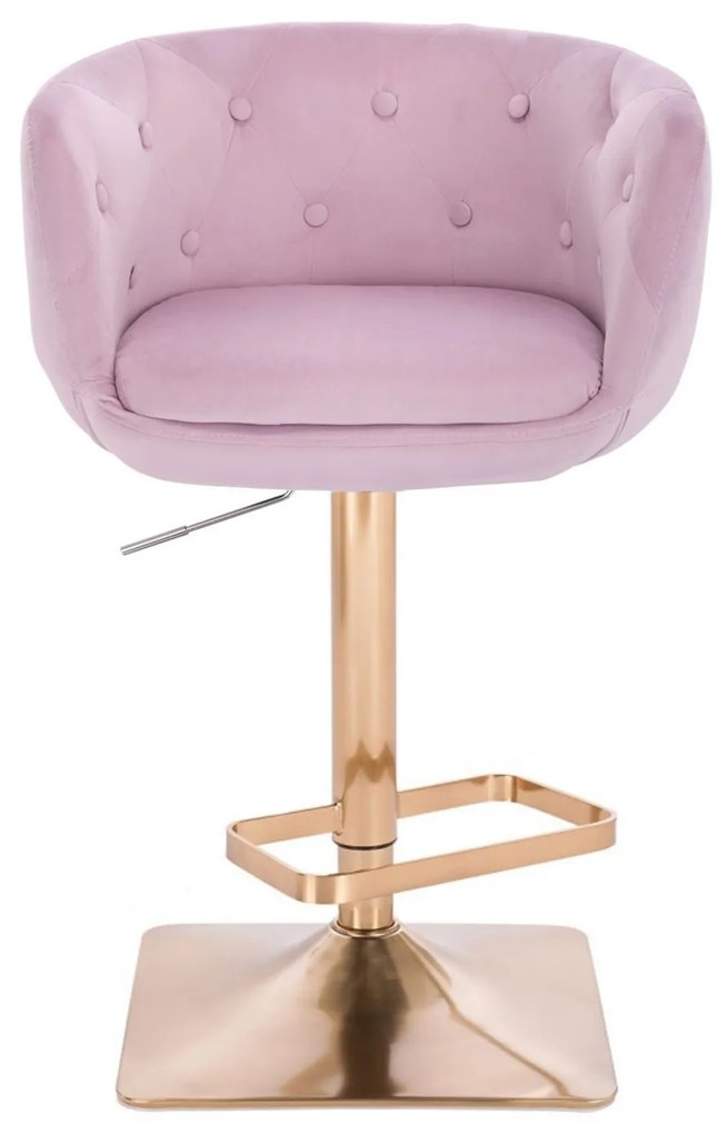 LuxuryForm DESIGN Barová stolička MONTANA VELUR na zlatej hranatej podstave - levanduľa