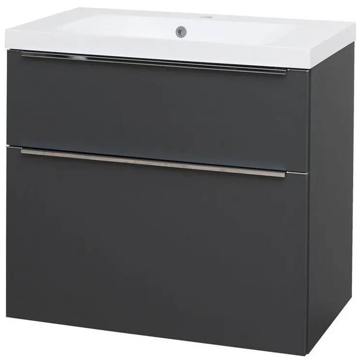 Mereo Mereo, Mailo, kúpeľňová skrinka s umývadlom z liateho mramoru 81 cm, chrómové madlo, MER-CN531M