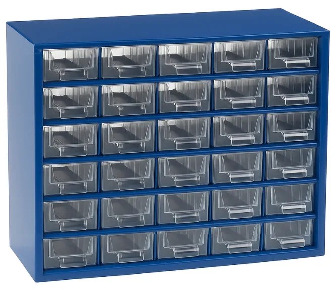 Kovová skriňa so zásuvkami, 306 x 155 x 282 mm, 30x S