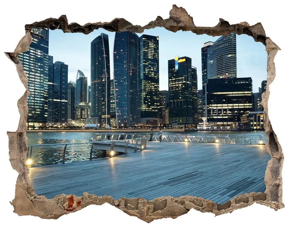 Fototapeta díra na zeď 3D Singapur v noci nd-k-50961314