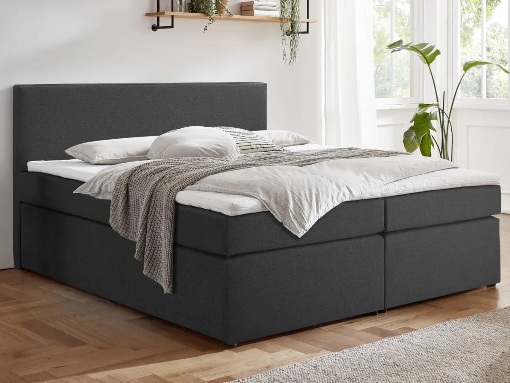 Posteľ boxspring Aston 160x200 cm, antracitovo šedá látka