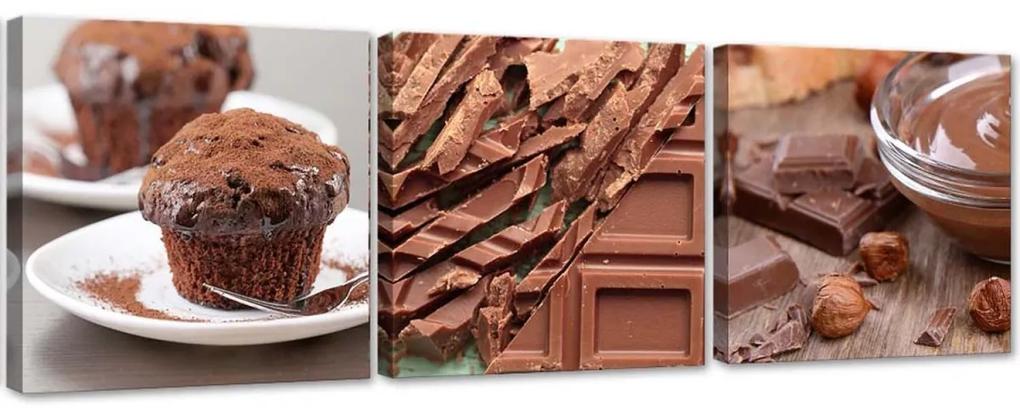 Obraz na plátně třídílný Čokoládový dort - 120x40 cm
