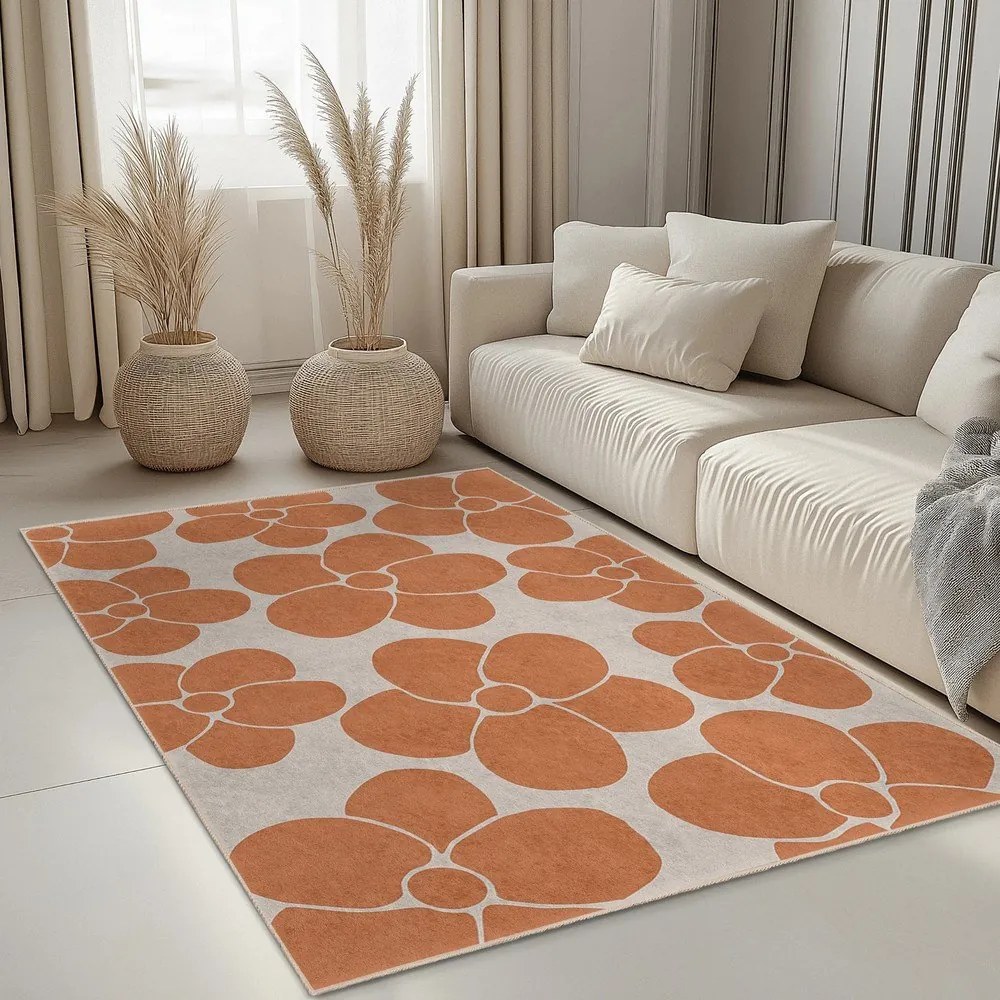 Oranžový prateľný koberec 60x100 cm Orange Meadow – Mila Home