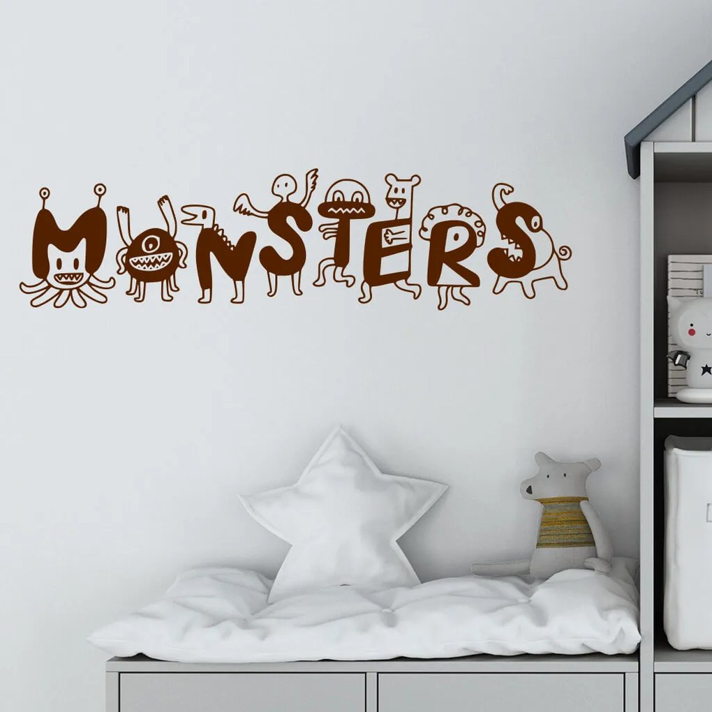 Veselá Stena Samolepka Monsters Farba: oranžová, Veľkosť: 80 x 23 cm