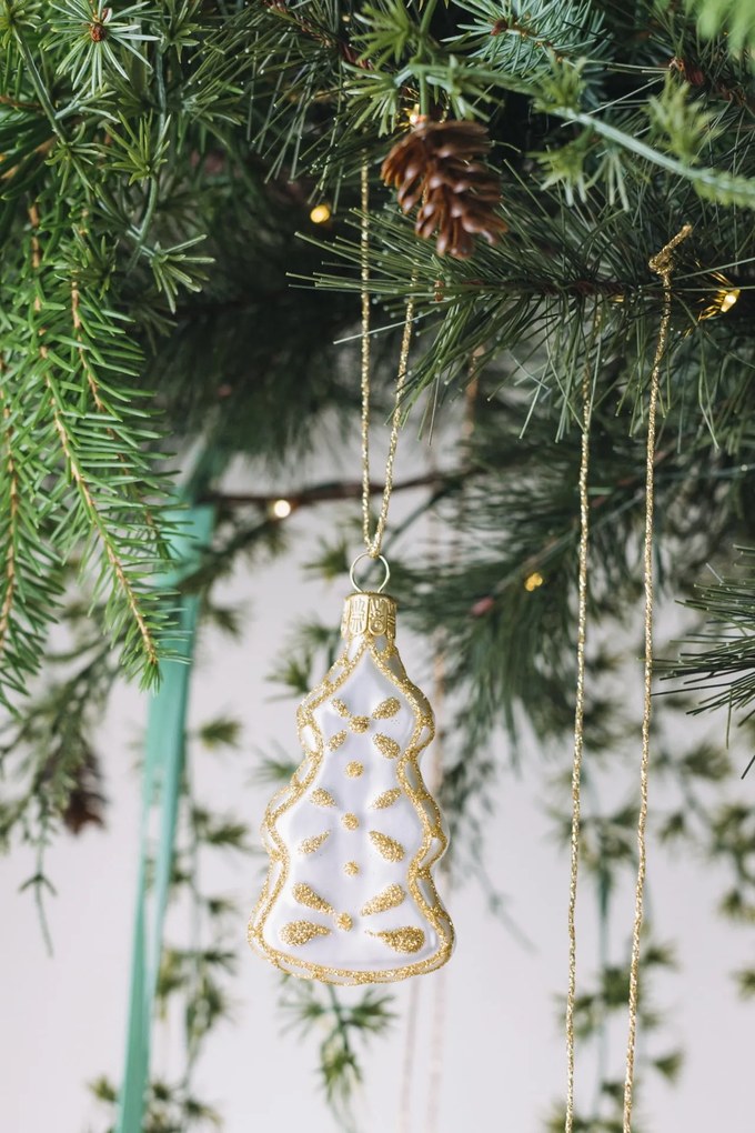 Bella Rose Sklenená vianočná ozdoba Stromek Bílá Mat