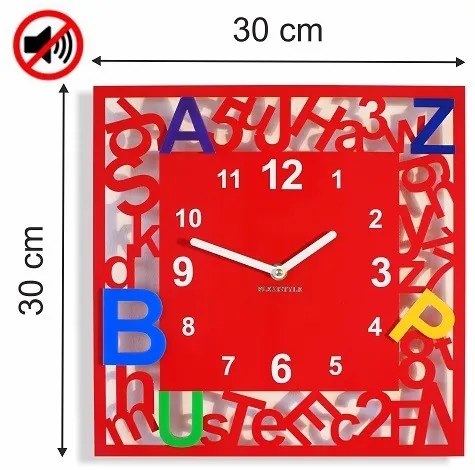 Detské hodiny na stenu s farebnými písmenkami Zelená