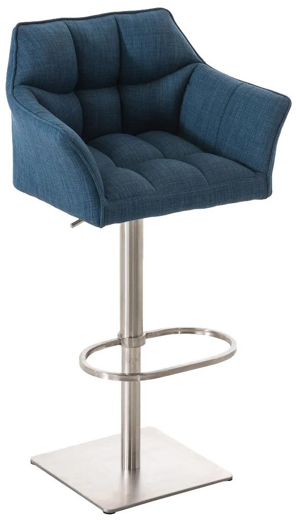 Barová stolička Damas E1 ~ látka, nerezový rám - Modrá