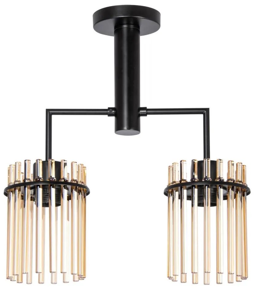 Luster na tyči 2xE27/60W/230V čierna/béžová