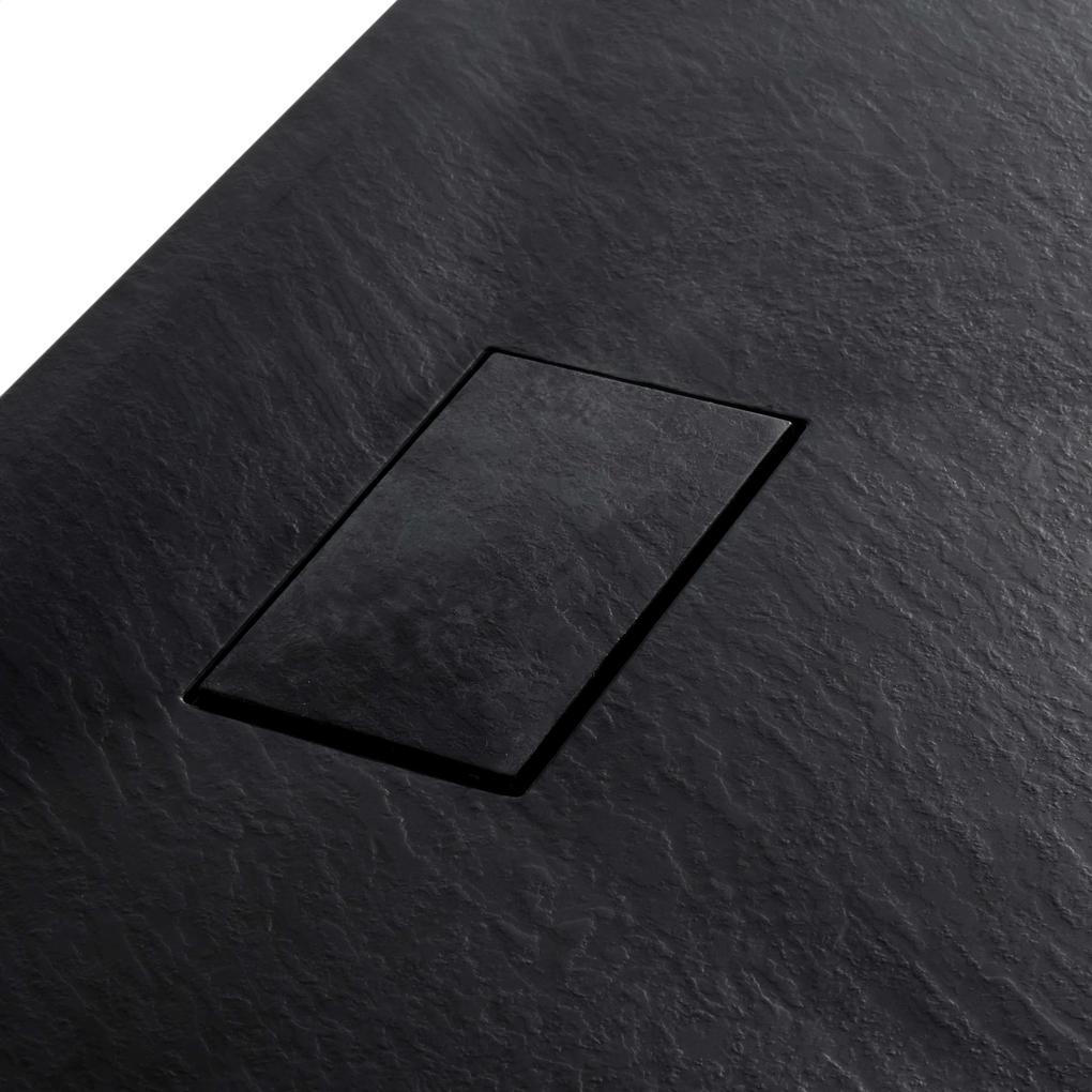 Cerano Gusto, obdĺžniková sprchová vanička 100x70x3 cm z minerálneho kompozitu, čierna matná, CER-CER-414596