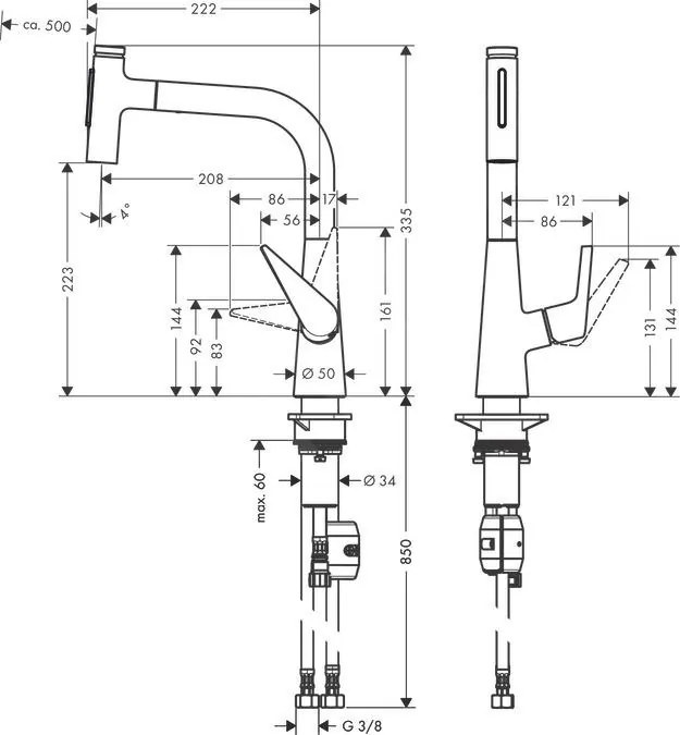 Hansgrohe Talis Select M51, drezová batéria s výsuvnou spŕškou, chrómová, 72824000