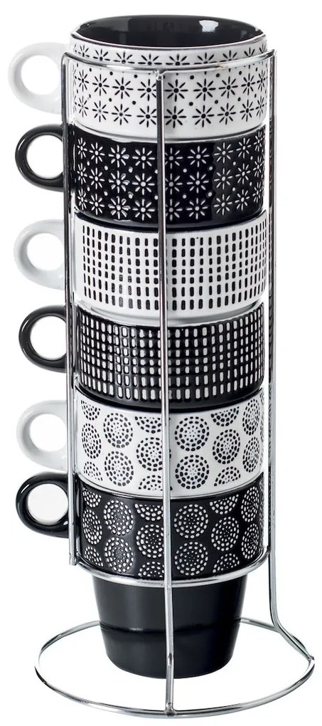 Keramický hrnček so stojanom Ethnik 260 ml sada 6ks