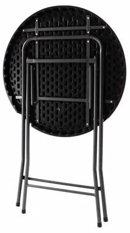 Garthen 40788 Záhradný barový stolík guľatý - ratanová optika 110 cm - čierny