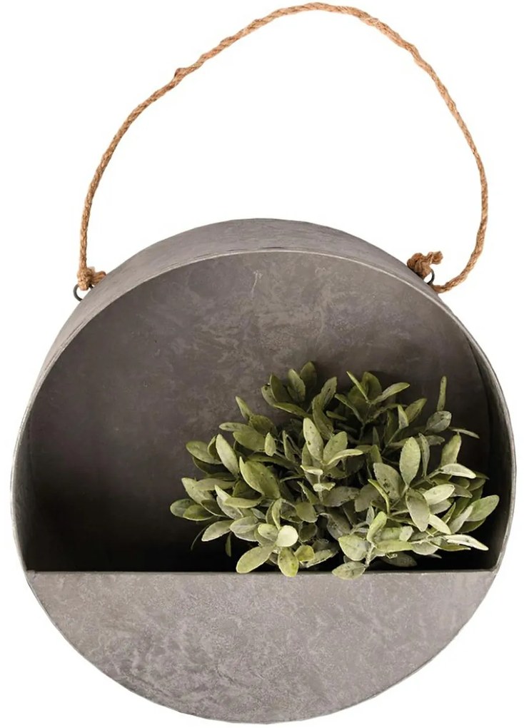 NÁSTENNÝ KOVOVÝ KVETINÁČ ZINC 35X35 CM ŠEDÁ
