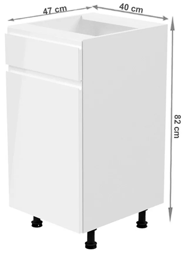 Dolná kuchynská skrinka D40S14 Aurellia (biela + biely lesk) (L). Vlastná spoľahlivá doprava až k Vám domov. 1015750