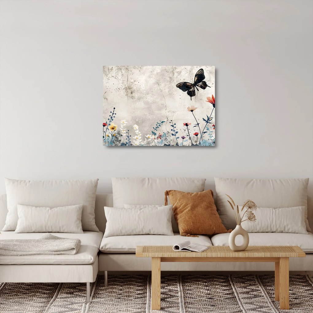 Sklenený obraz - Lúka v betóne (70x50 cm)