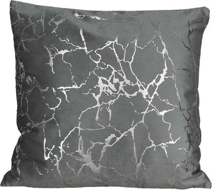 Zamatová vankúšová obliečka Mramorový vzor – sivá 40 × 40 cm