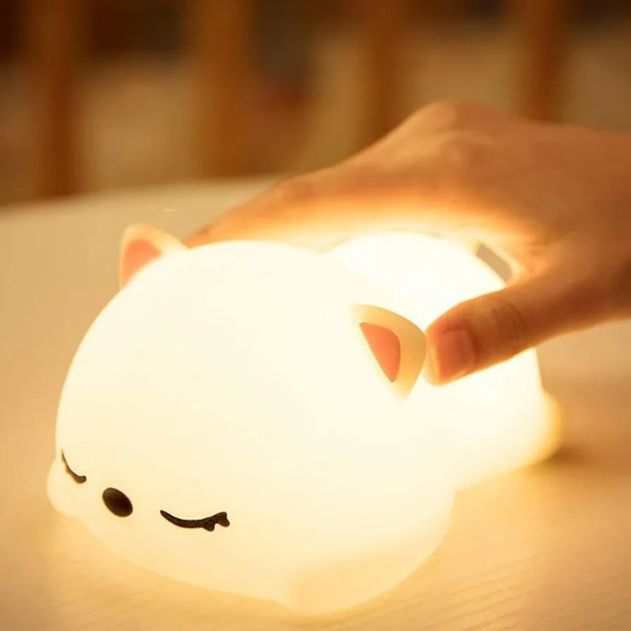 Silikónová LED RGB nočná lampa Mačička