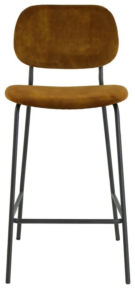 Zamatová barová stolička v horčicovej farbe 92 cm Emma - Light & Living