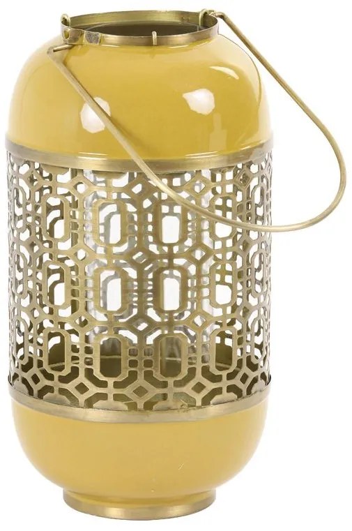 Žlto-zlatý kovový lampáš Rohit - Ø 16*30 cm