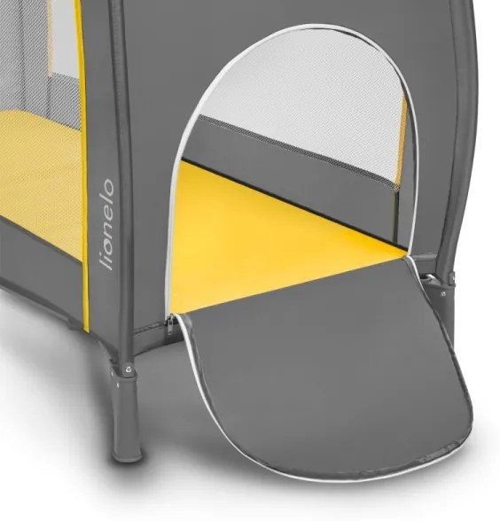 Lionelo - Cestovná postieľka SVEN PLUS sivá/žltá
