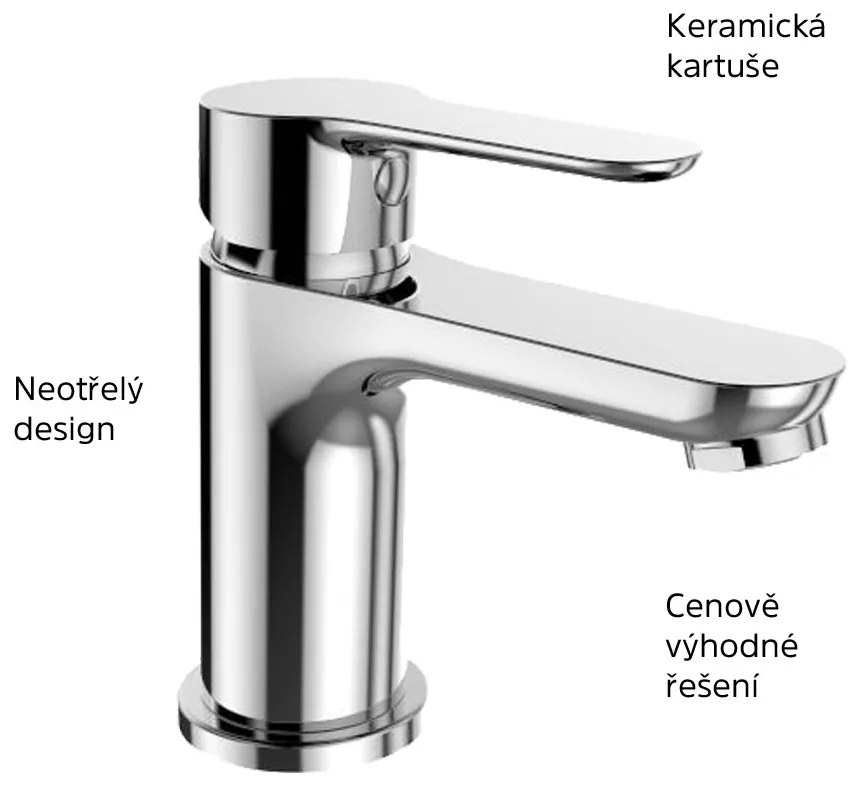 Mereo Mereo, Umývadlová stojanková batéria, Zuna, s výpusťou, chróm, MER-CB10104Z