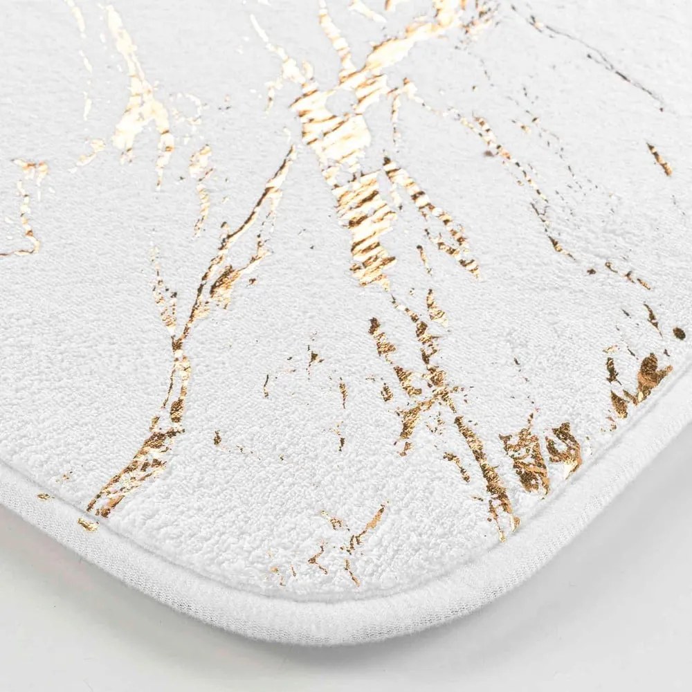 Biela/v zlatej farbe kúpeľňová predložka 45x75 cm Aquamarbre – douceur d'intérieur