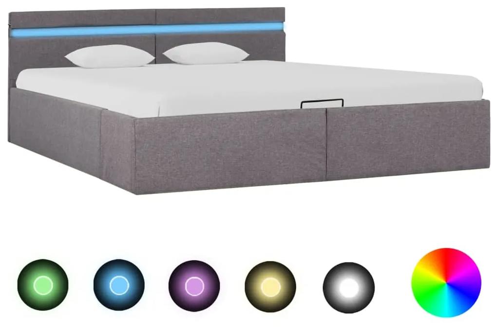 Hydraulický posteľný rám+úložný priestor, LED, látka 180x200 cm