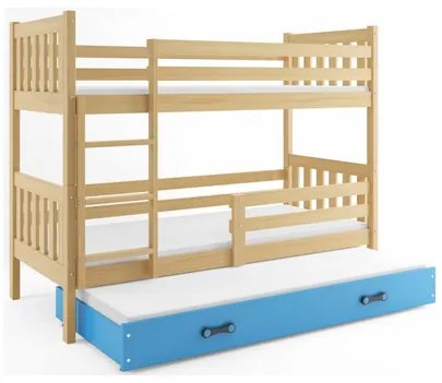 Detská posteľ CARINO s výsuvnou posteľou 80x190 cm - borovica Zelená