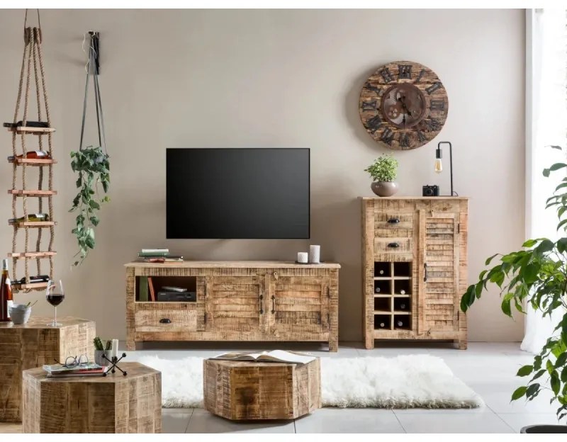 furniture-nabytek.cz - Masívny príborník Caribou z mangového dreva, lakovaný, prírodná farba – 122×42×90 cm
