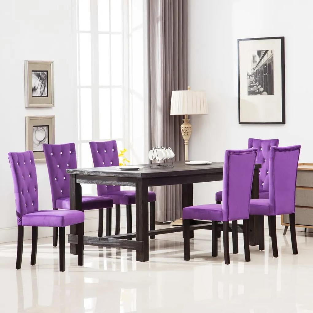 vidaXL Jedálenské stoličky 6 ks, fialové, zamat | BIANO