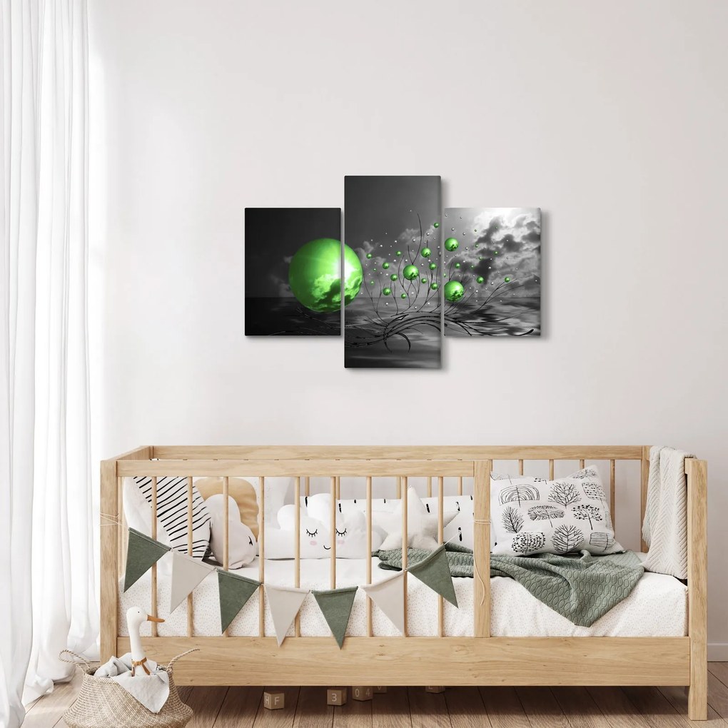 Obraz zelených abstraktných gulí (90x60 cm)